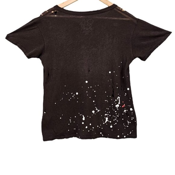 Chaser Womens XS Destroyed Paint Splatter Woodstock Short Sleeve Burnout Tshirt‎ - Picture 7 of 13